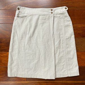 Woolrich Linen Cotton Blend Kayla Skirt Wrap Style Dark Stone Size 12 Preppy